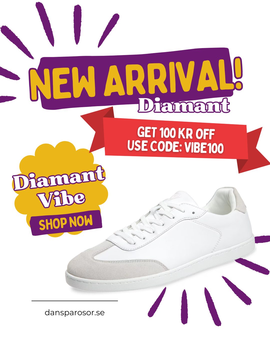 Nyhet ✨ Diamant VIBE är äntligen här.

Det här är inte bara en vanlig danssneaker.
Med sina SpinPoints i sulan får du smidigare, snabbare och mer kontrollerade snurrar — utan att fastna eller överanstränga dig. Den lätta konstruktionen och flexibla designen gör att skon följer dina rörelser naturligt, så att du kan fokusera mindre på dina fötter… och mer på känslan i dansen.

Perfekt för dig som vill ha mer flow, mer kontroll och mindre motstånd i varje steg.

🎁 Just nu får du 100 kr rabatt med koden VIBE100
⏳ Gäller endast i 2 veckor — och vi märker redan att storlekar börjar ta slut

Det här är en sån sko du känner skillnaden i direkt…
och de som hinner först är de som får uppleva det först.

👉 Säkra ditt par innan din storlek är borta

#dansskor #danssneakers #nyhet #dansglädje #salsaskor #tangoskor #swingdans #danskomfort #vårstil #danceflow